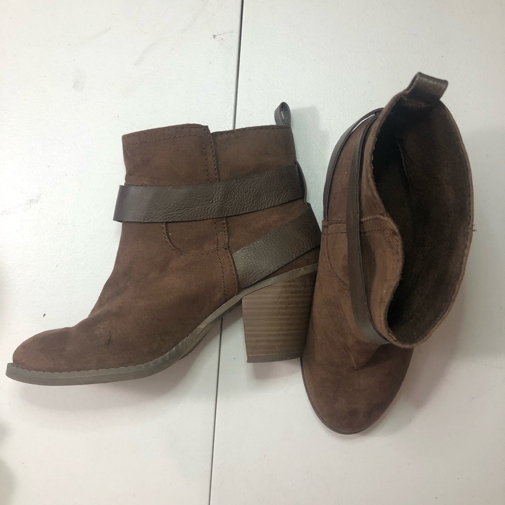 Brown suede booties